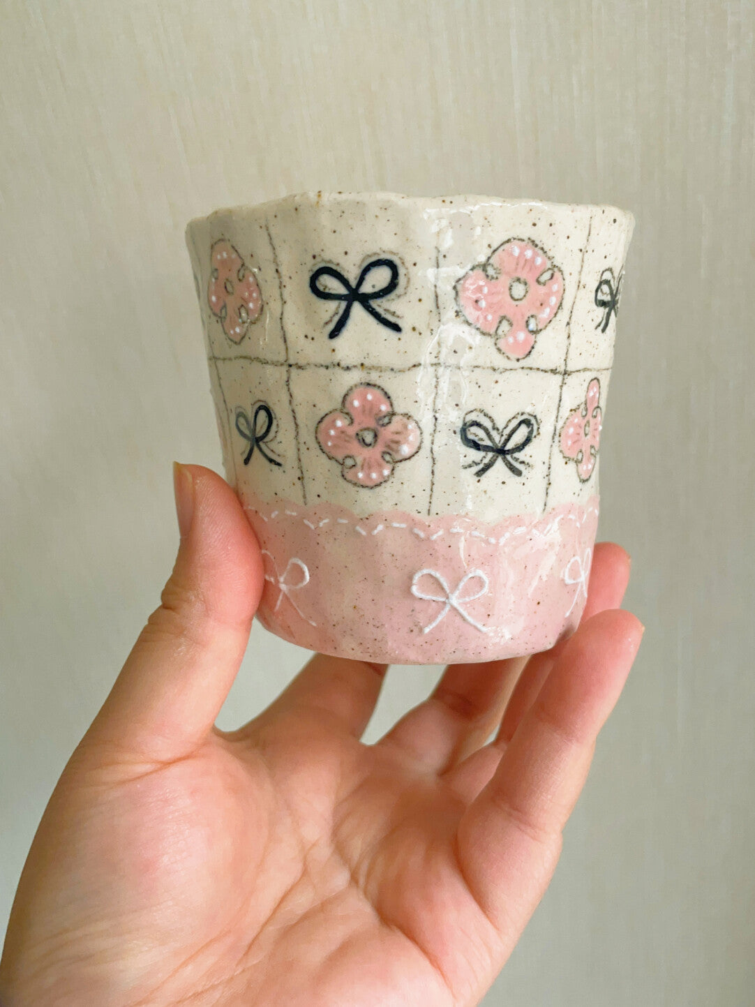 Pink Black Bow Ceramic Cup Plate