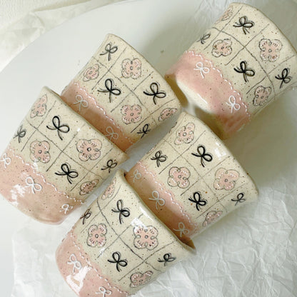 Pink Black Bow Ceramic Cup Plate