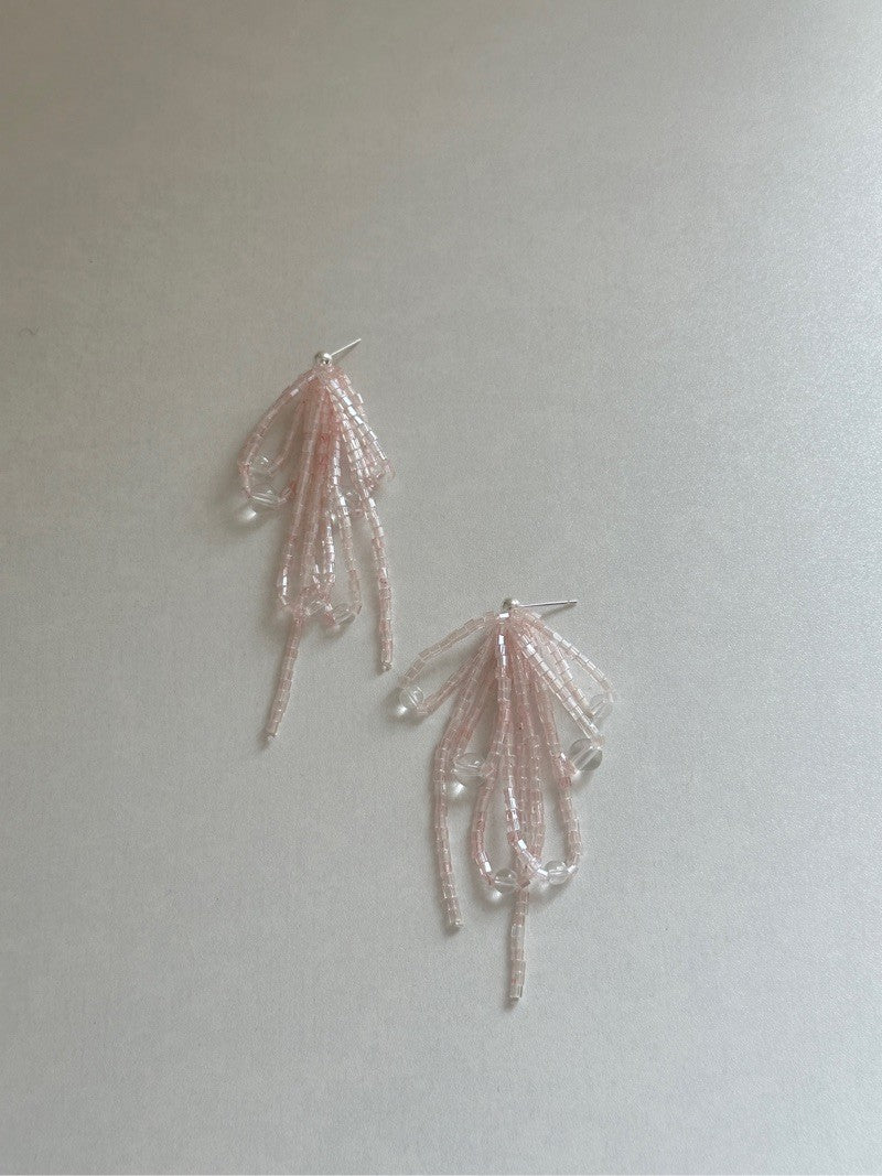 Pink Blue Fireworks Beaded Earrings