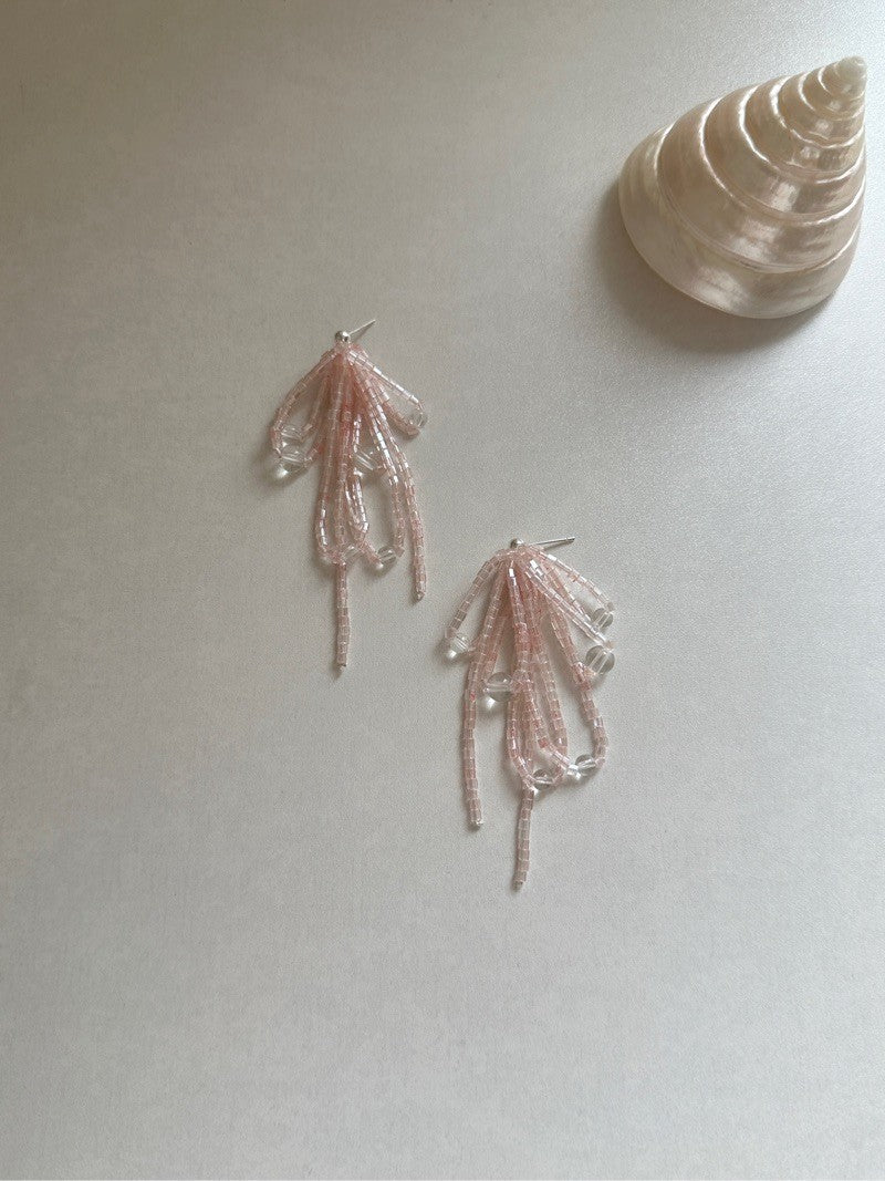 Pink Blue Fireworks Beaded Earrings