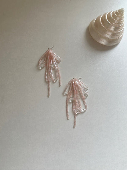Pink Blue Fireworks Beaded Earrings