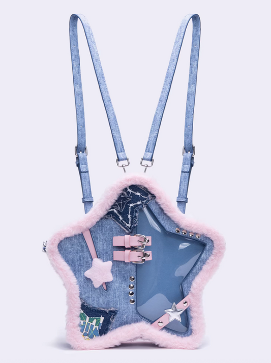 Pink Blue Star-Shaped Ita Backpack | Bag | Three Fleas