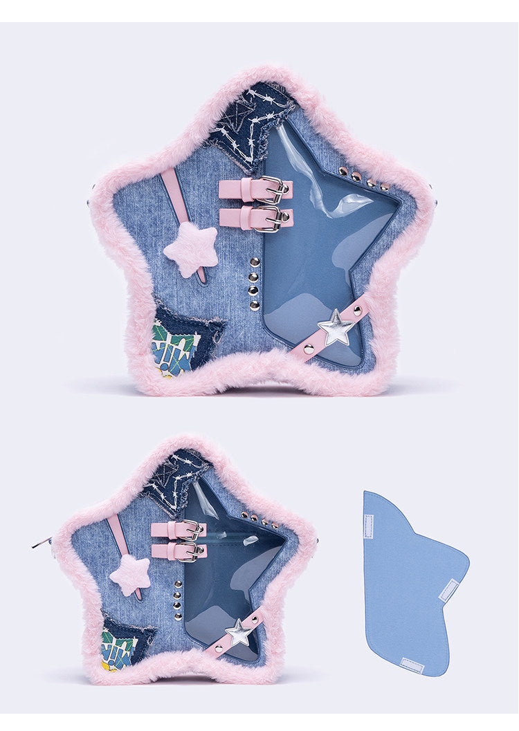 Pink Blue Star-Shaped Ita Backpack | Bag | Three Fleas