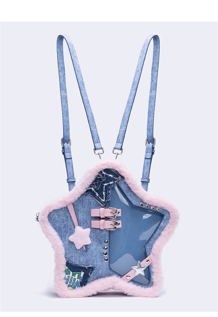 Pink Blue Star-Shaped Ita Backpack | Bag | Three Fleas