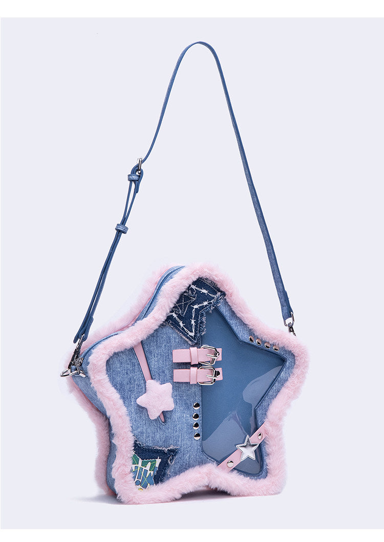 Pink Blue Star-Shaped Ita Backpack | Bag | Three Fleas