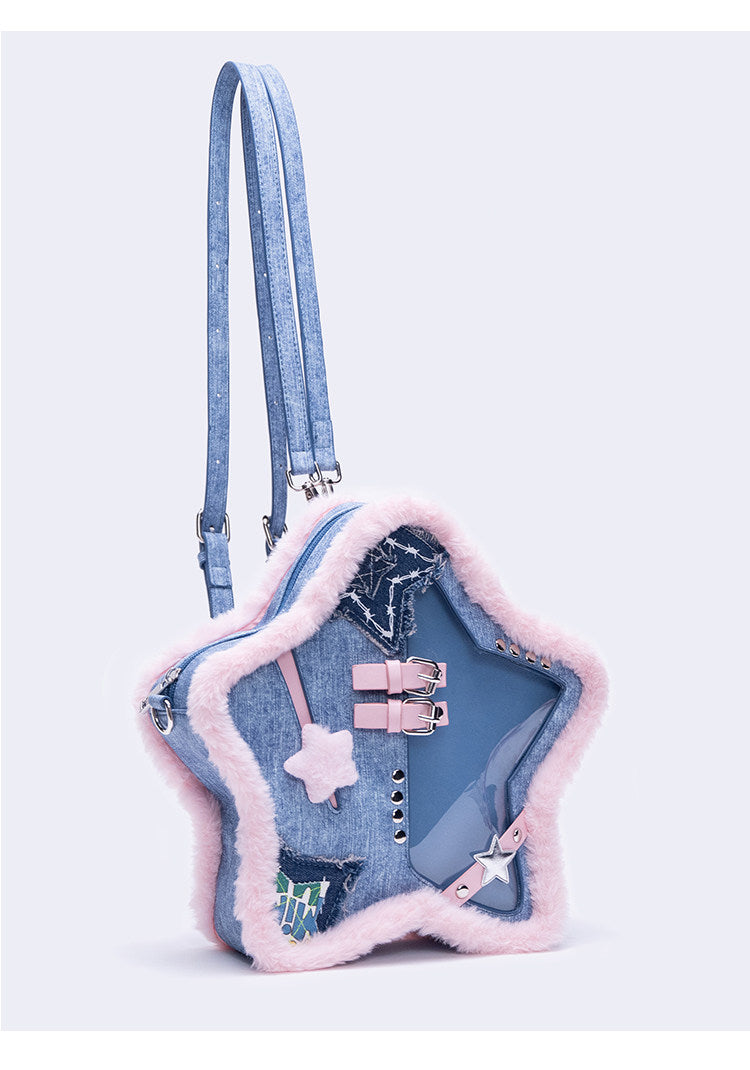 Pink Blue Star-Shaped Ita Backpack | Bag | Three Fleas