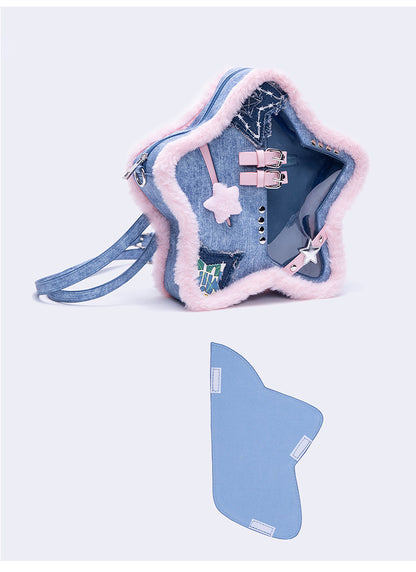 Pink Blue Star-Shaped Ita Backpack | Bag | Three Fleas