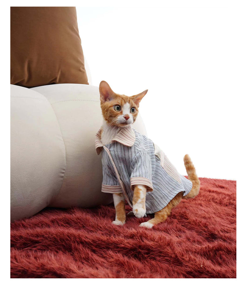 Pink Blue Striped Cat Dog Shirt