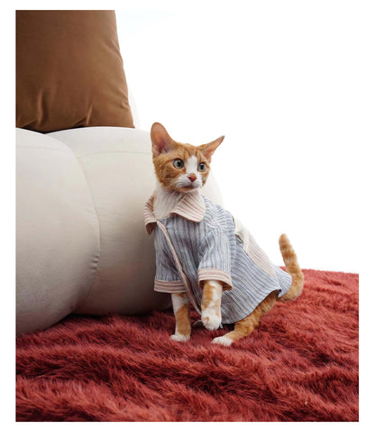 Pink Blue Striped Cat Dog Shirt