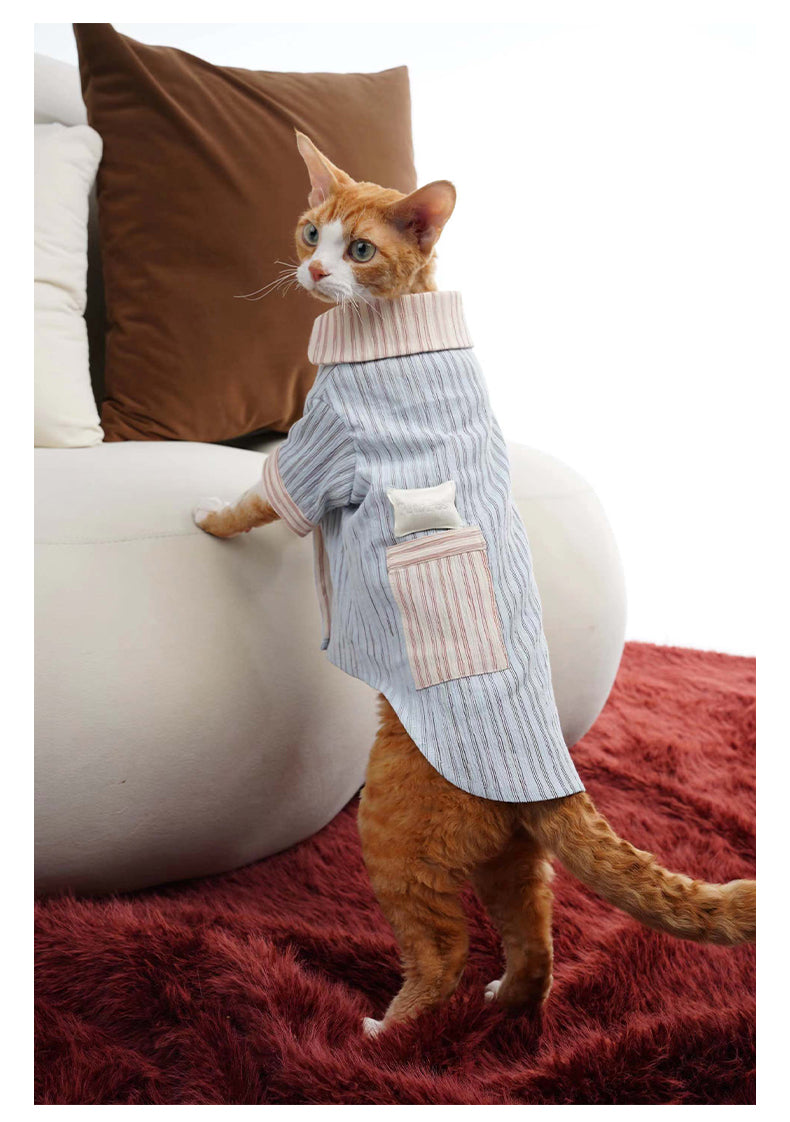 Pink Blue Striped Cat Dog Shirt
