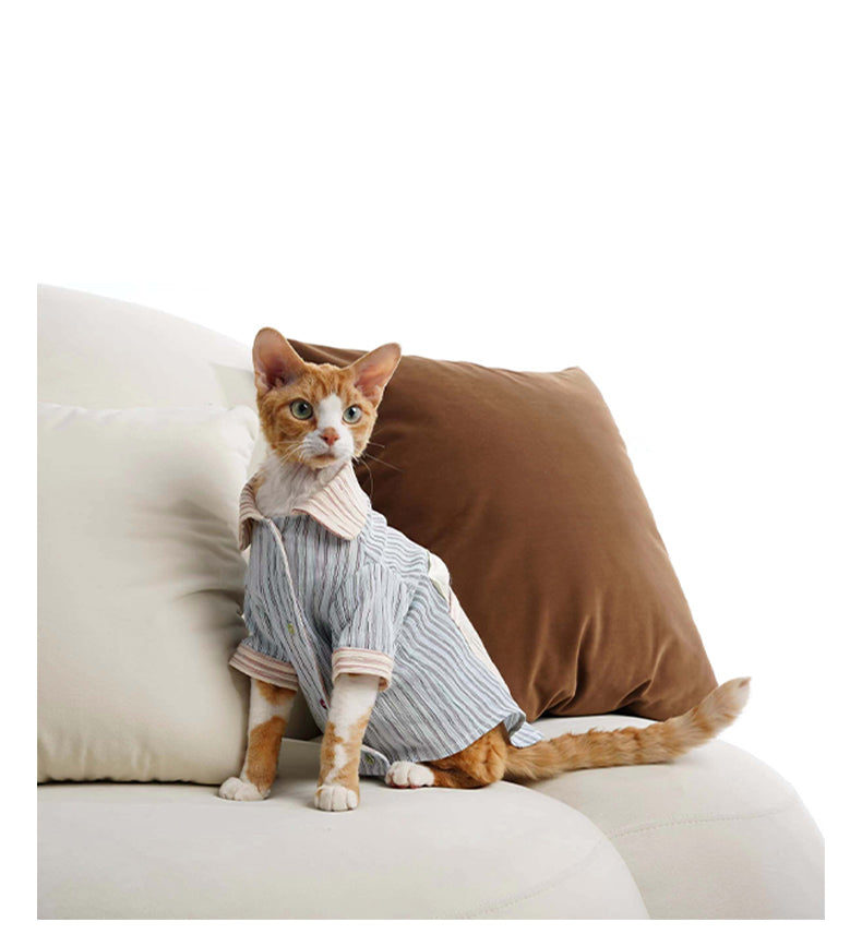 Pink Blue Striped Cat Dog Shirt