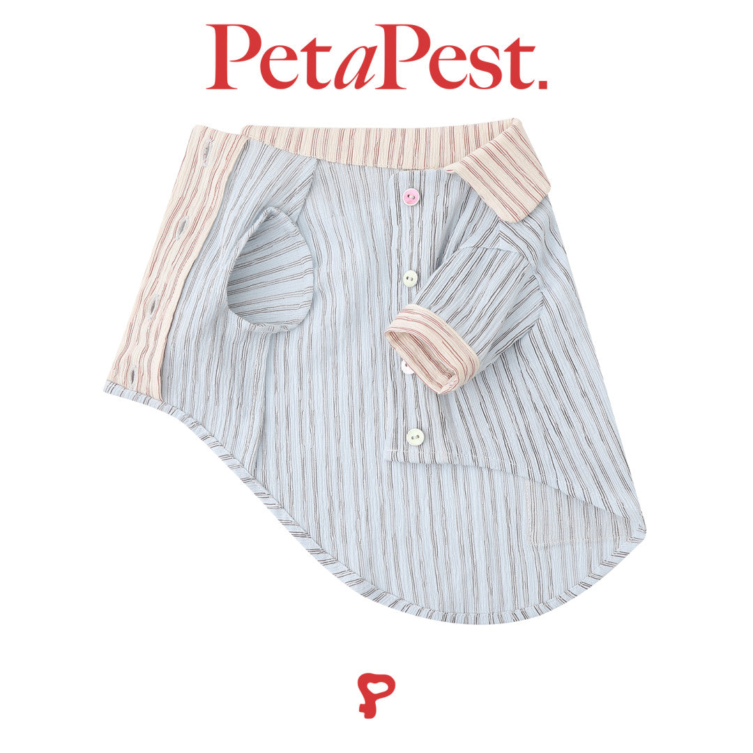 Pink Blue Striped Cat Dog Shirt