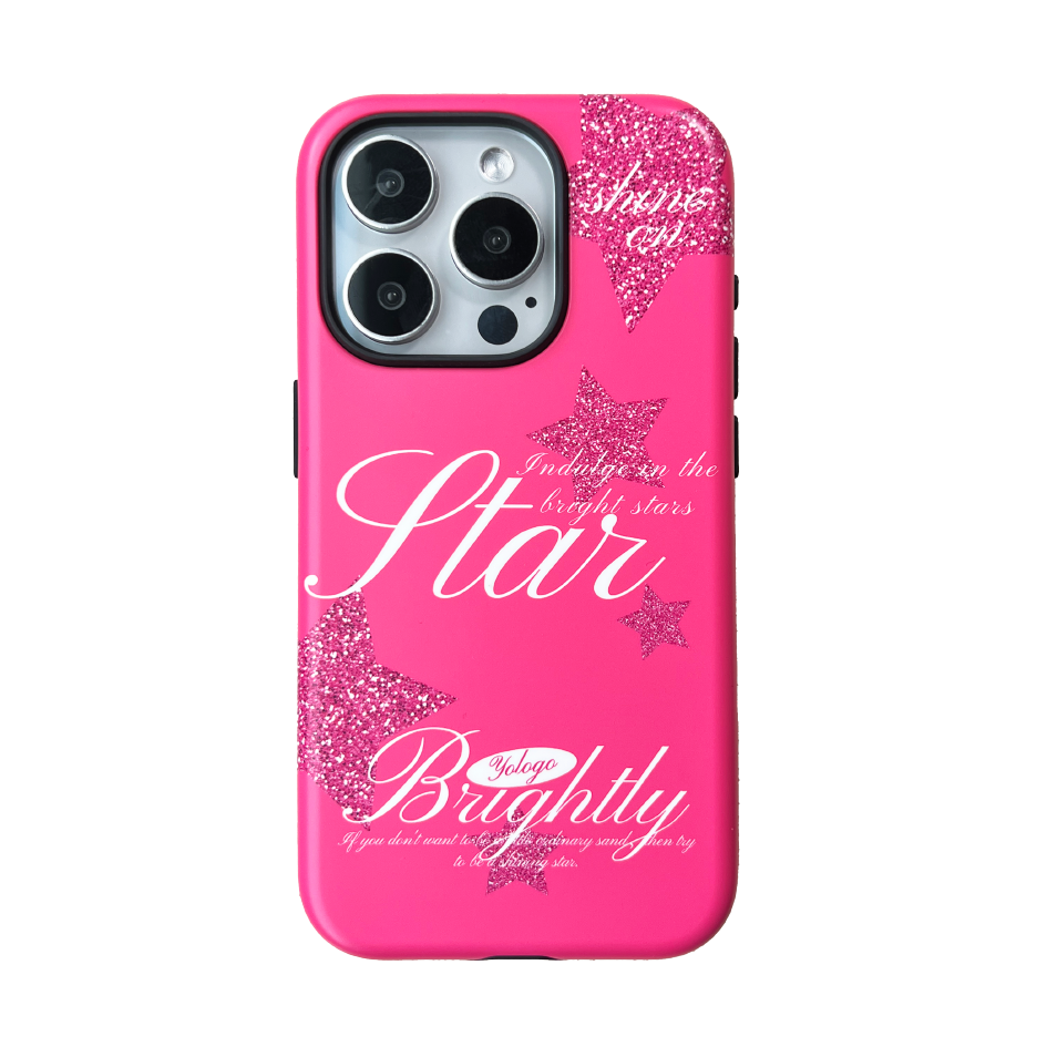 Pink Brightly Star Printed Double Layer Phone Case