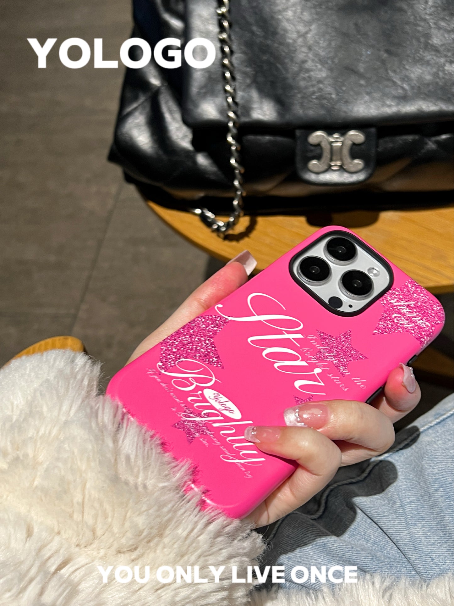 Pink Brightly Star Printed Double Layer Phone Case