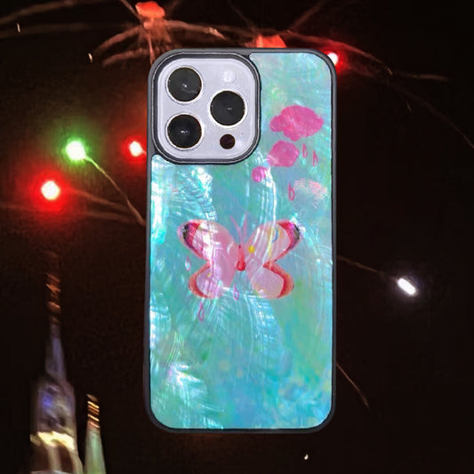 Pink Butterfly Mother of Pearl Phone Case