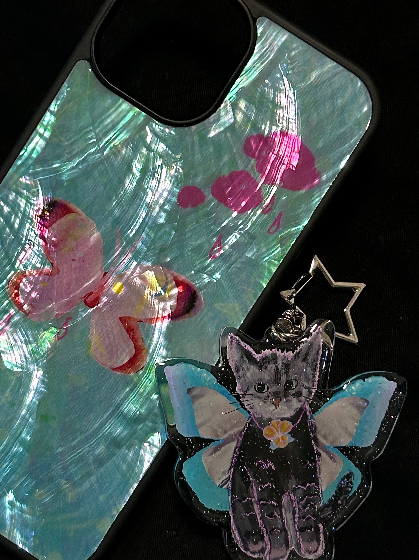 Pink Butterfly Mother of Pearl Phone Case