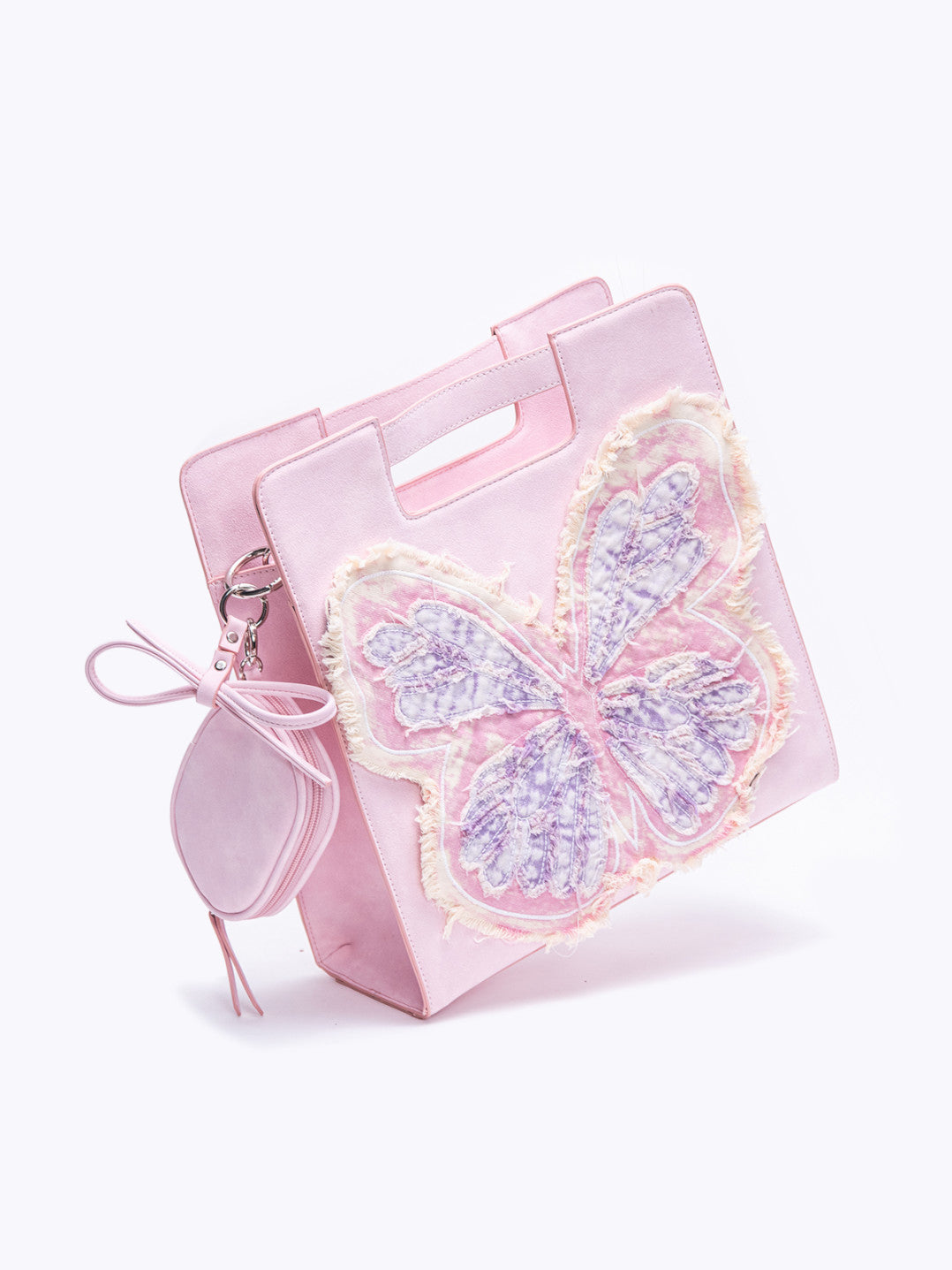 Pink Butterfly Crossbody Tote Bag