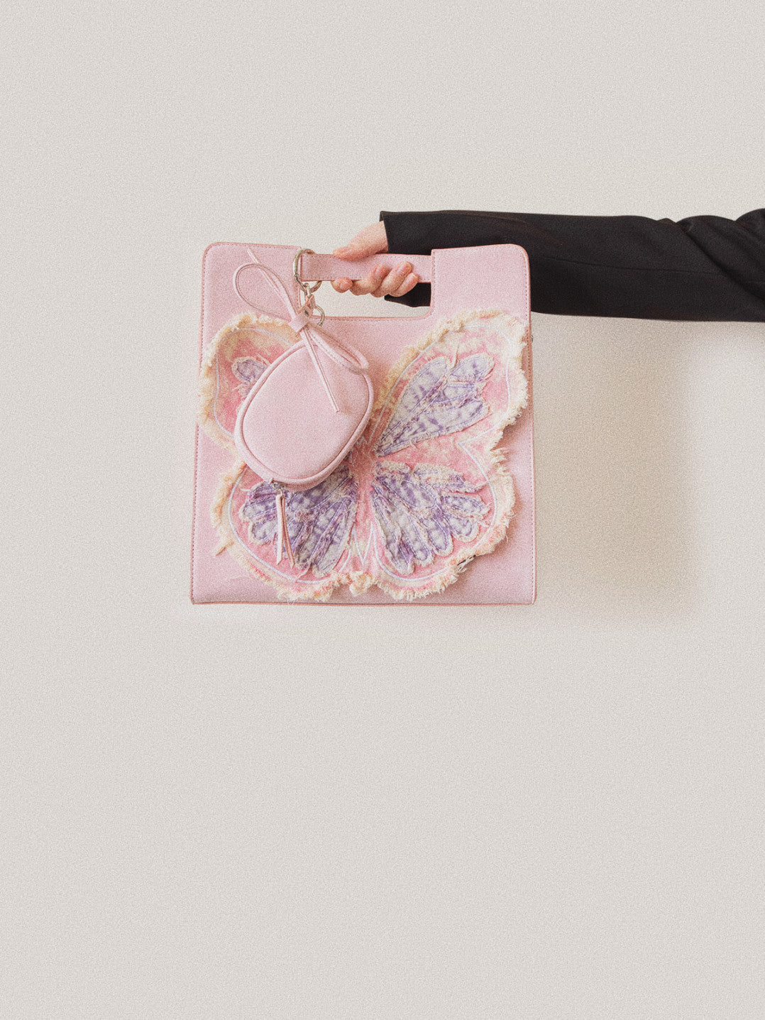 Pink Butterfly Crossbody Tote Bag