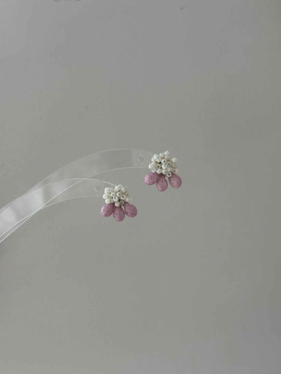 Pink Cloud Water Drop Handmade Beaded Earrings