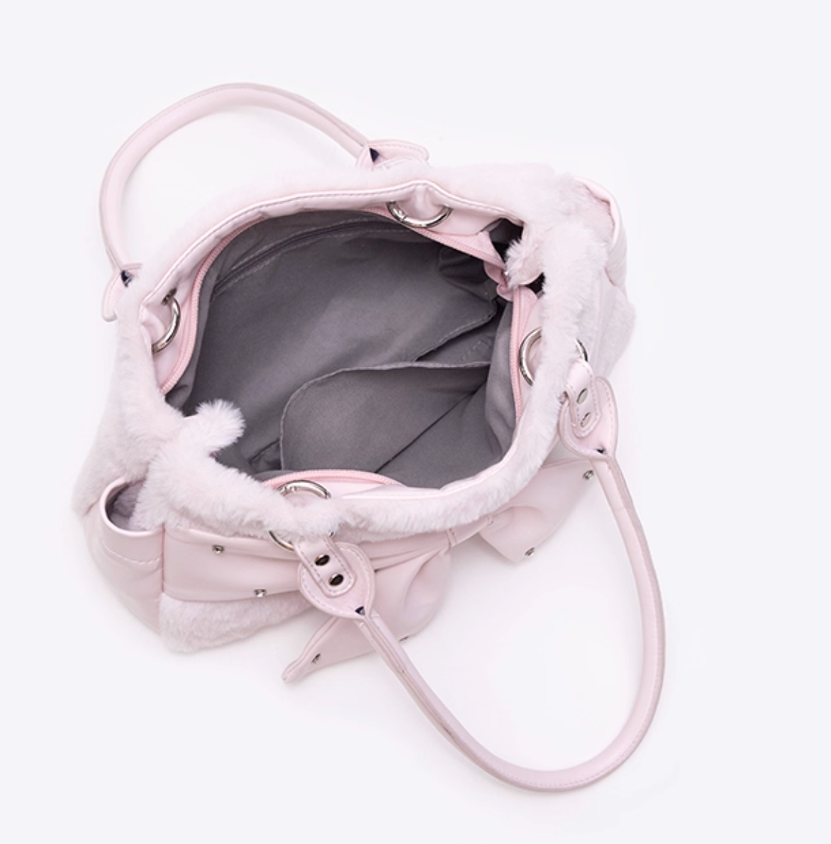Pink Fuzzy Bow Shoulder Bag