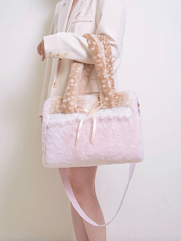 Pink Fuzzy Deer Shoulder Bag