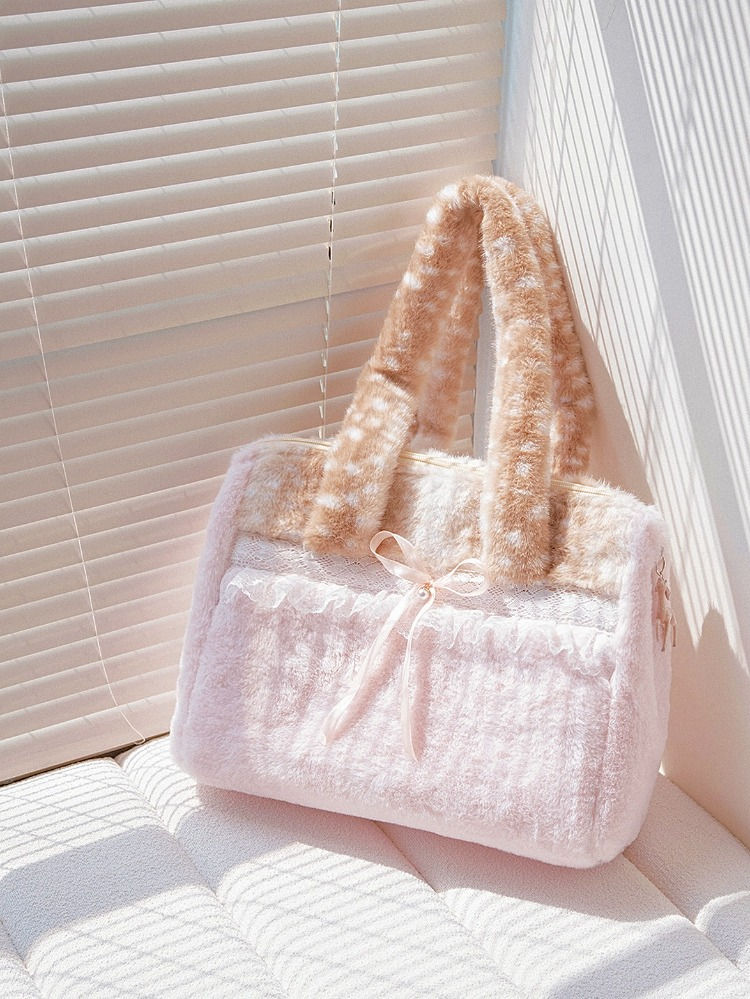 Pink Fuzzy Deer Shoulder Bag