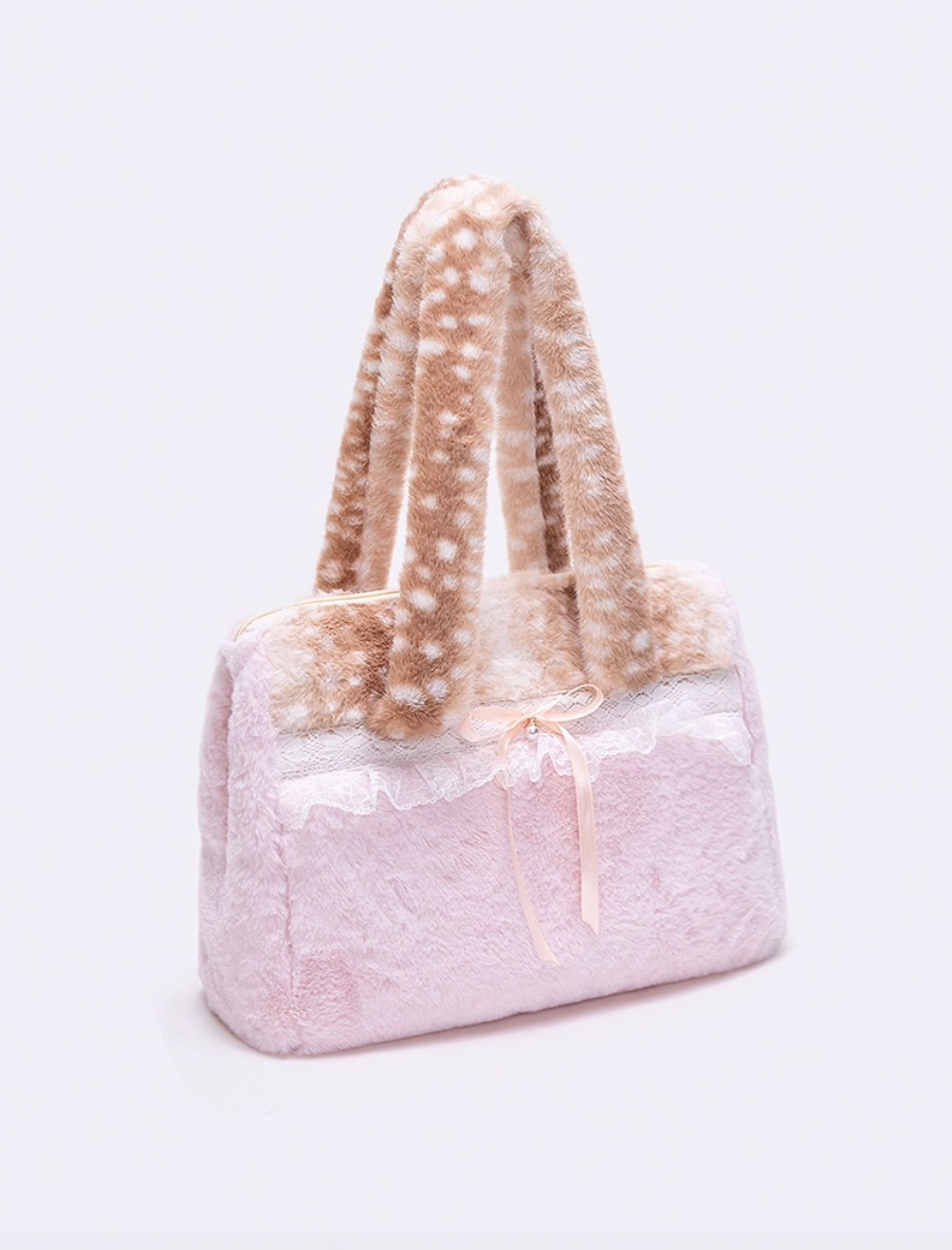 Pink Fuzzy Deer Shoulder Bag