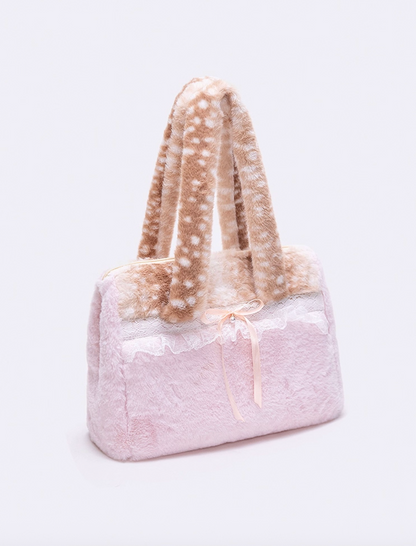 Pink Fuzzy Deer Shoulder Bag