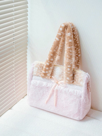 Pink Fuzzy Deer Shoulder Bag