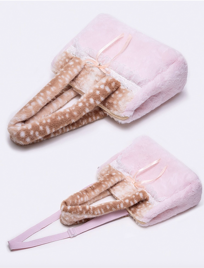 Pink Fuzzy Deer Shoulder Bag