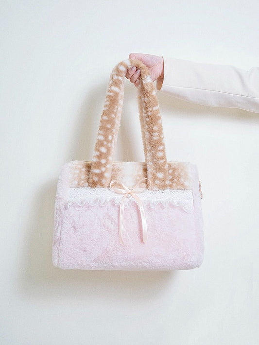 Pink Fuzzy Deer Shoulder Bag