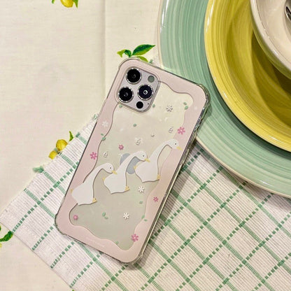 Pink Goose Printed Clear Phone Case