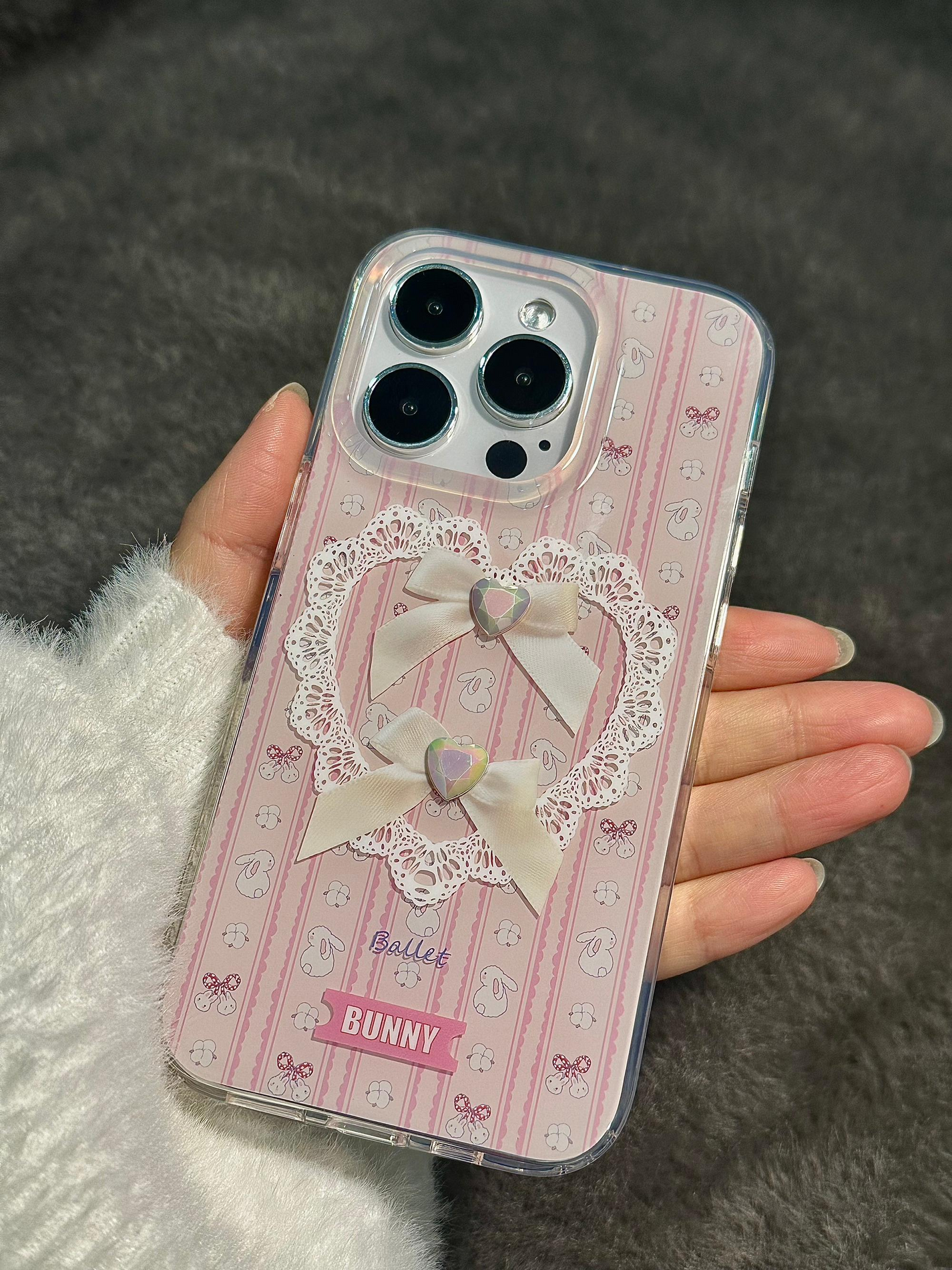 「Original」Pink Lace Bunny Phone Case | iPhone Accessories | Three Fleas