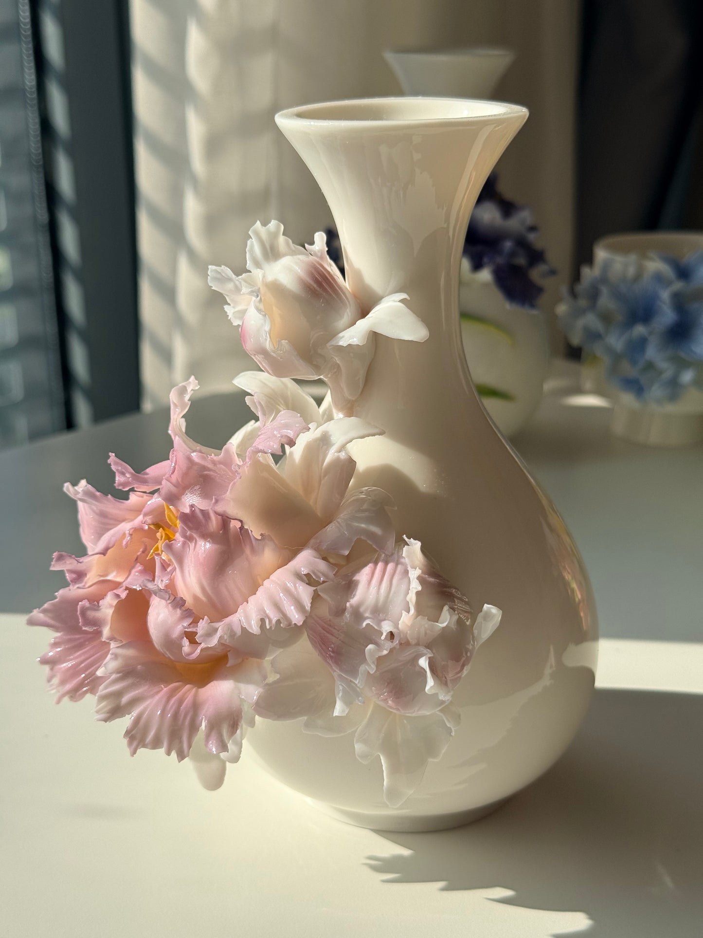 Pink Peony Ceramic Vase