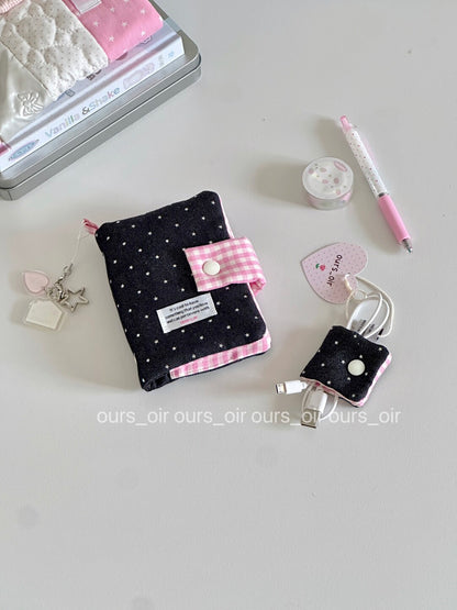 Pink Plaid Black Stars Binder Notebook