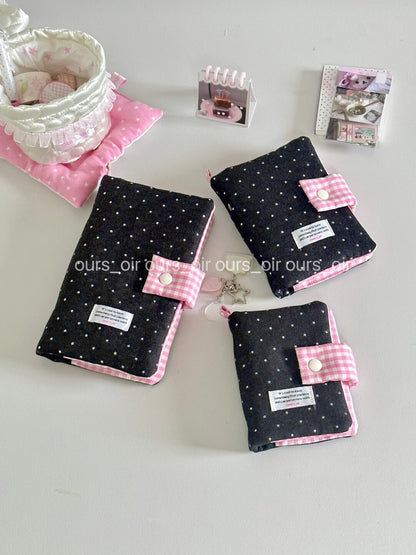 Pink Plaid Black Stars Binder Notebook