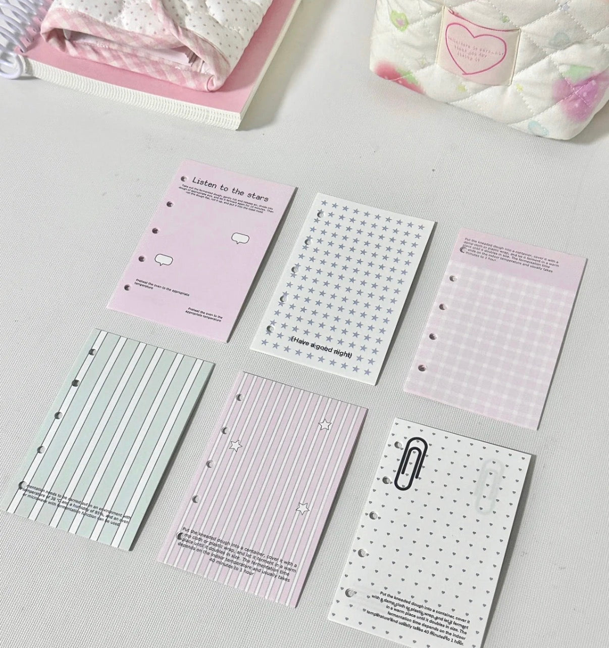 Pink Plaid Black Stars Binder Notebook