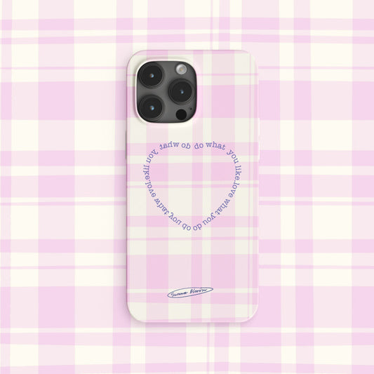 Pink Plaid Heart Printed Phone Case