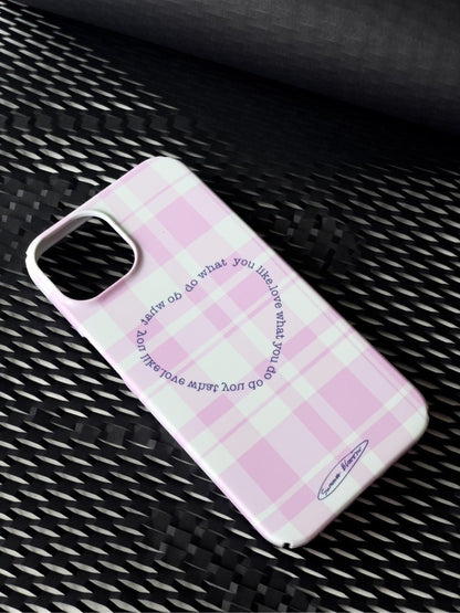 Pink Plaid Heart Printed Phone Case