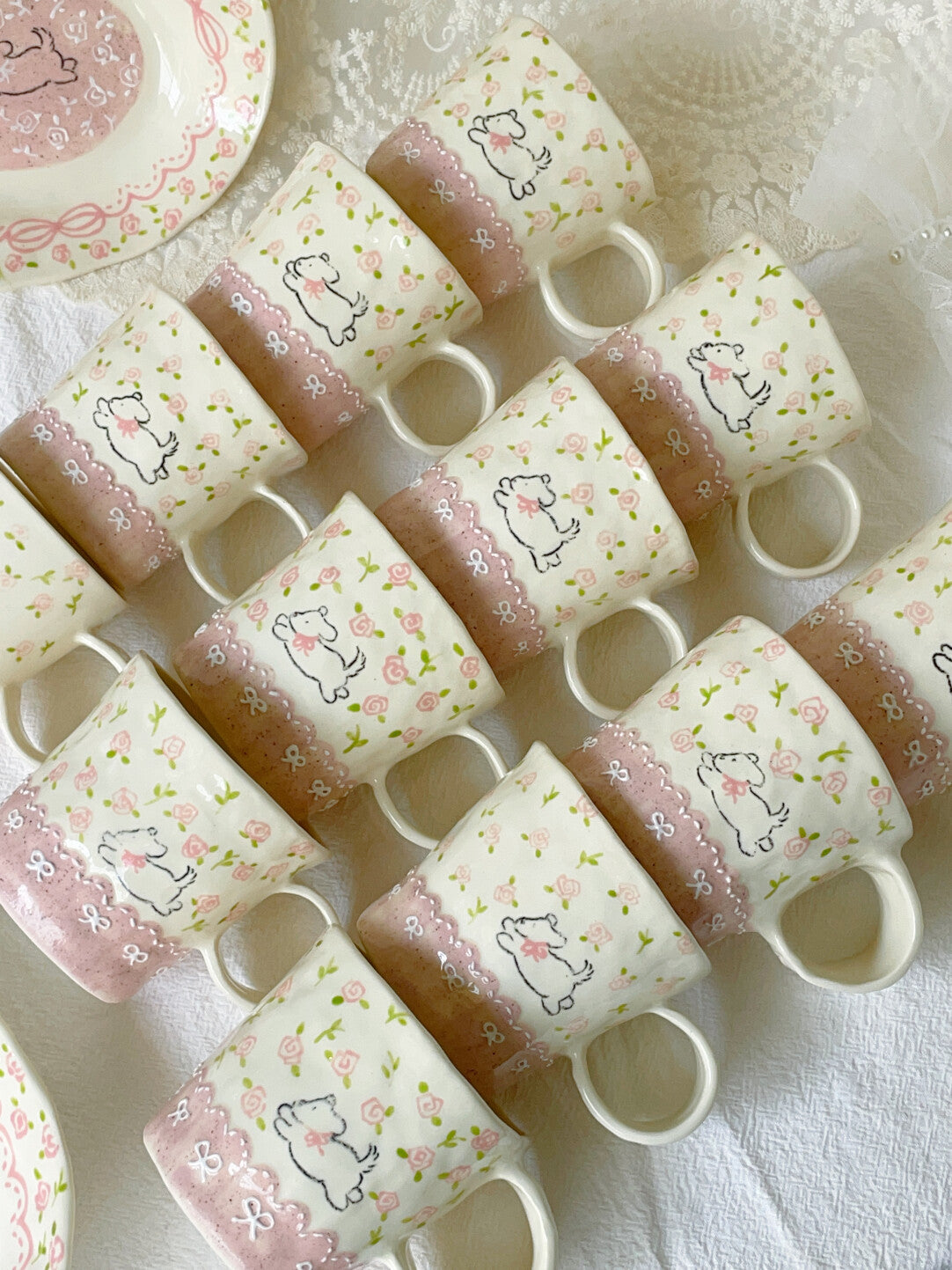 Pink Puppy Ceramic Cup Plate