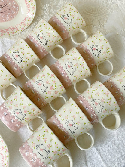 Pink Puppy Ceramic Cup Plate