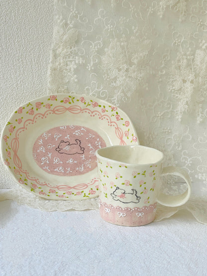 Pink Puppy Ceramic Cup Plate