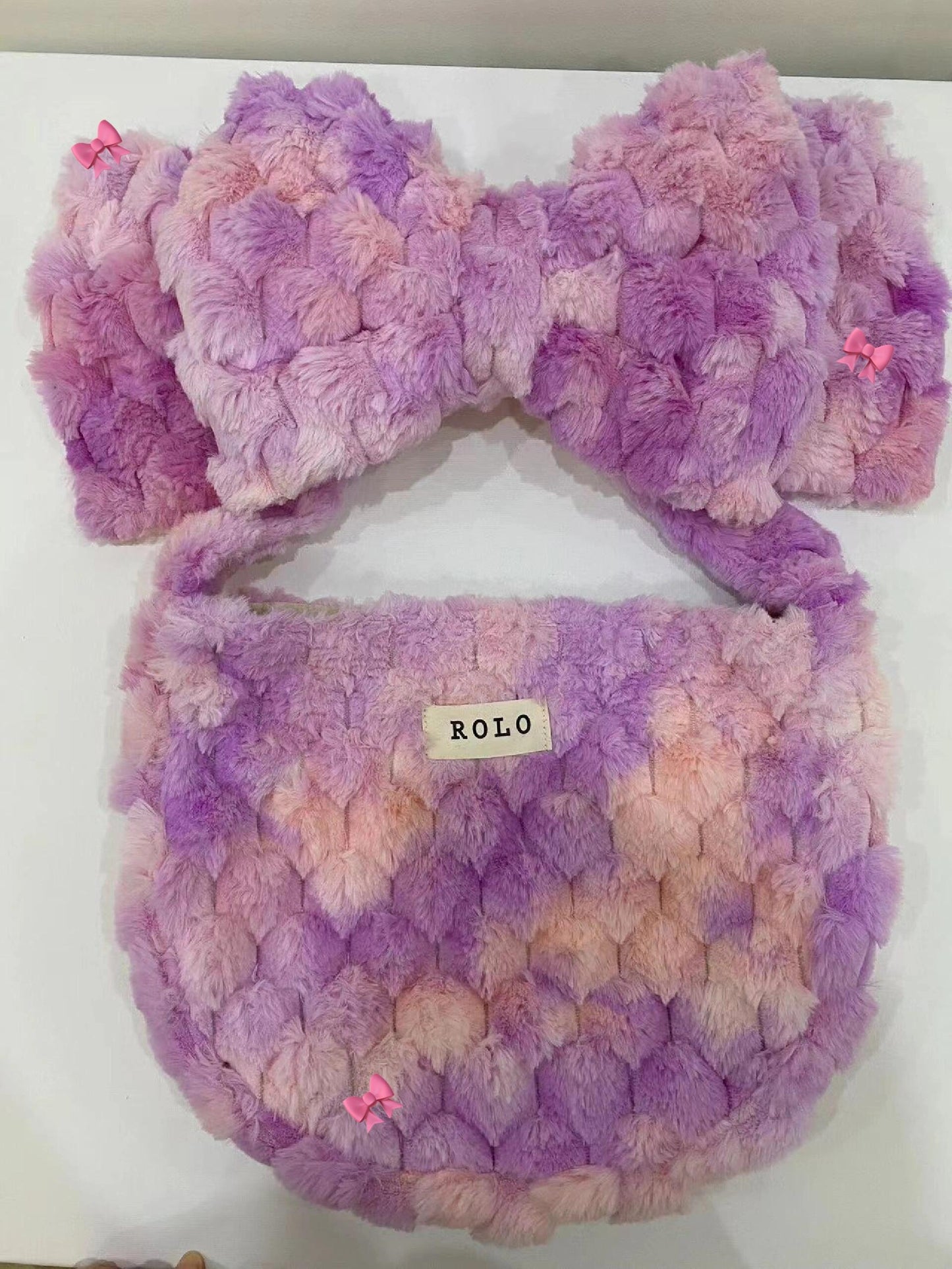 Pink Purple Bow Pineapple Shoulder Bag