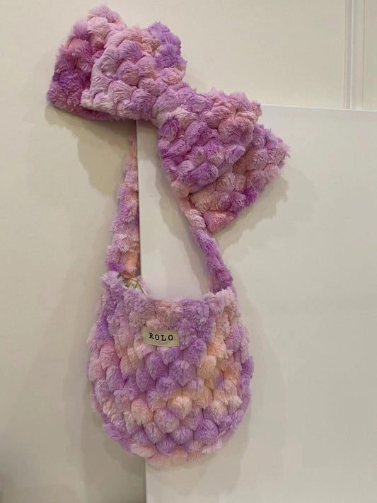 Pink Purple Bow Pineapple Shoulder Bag