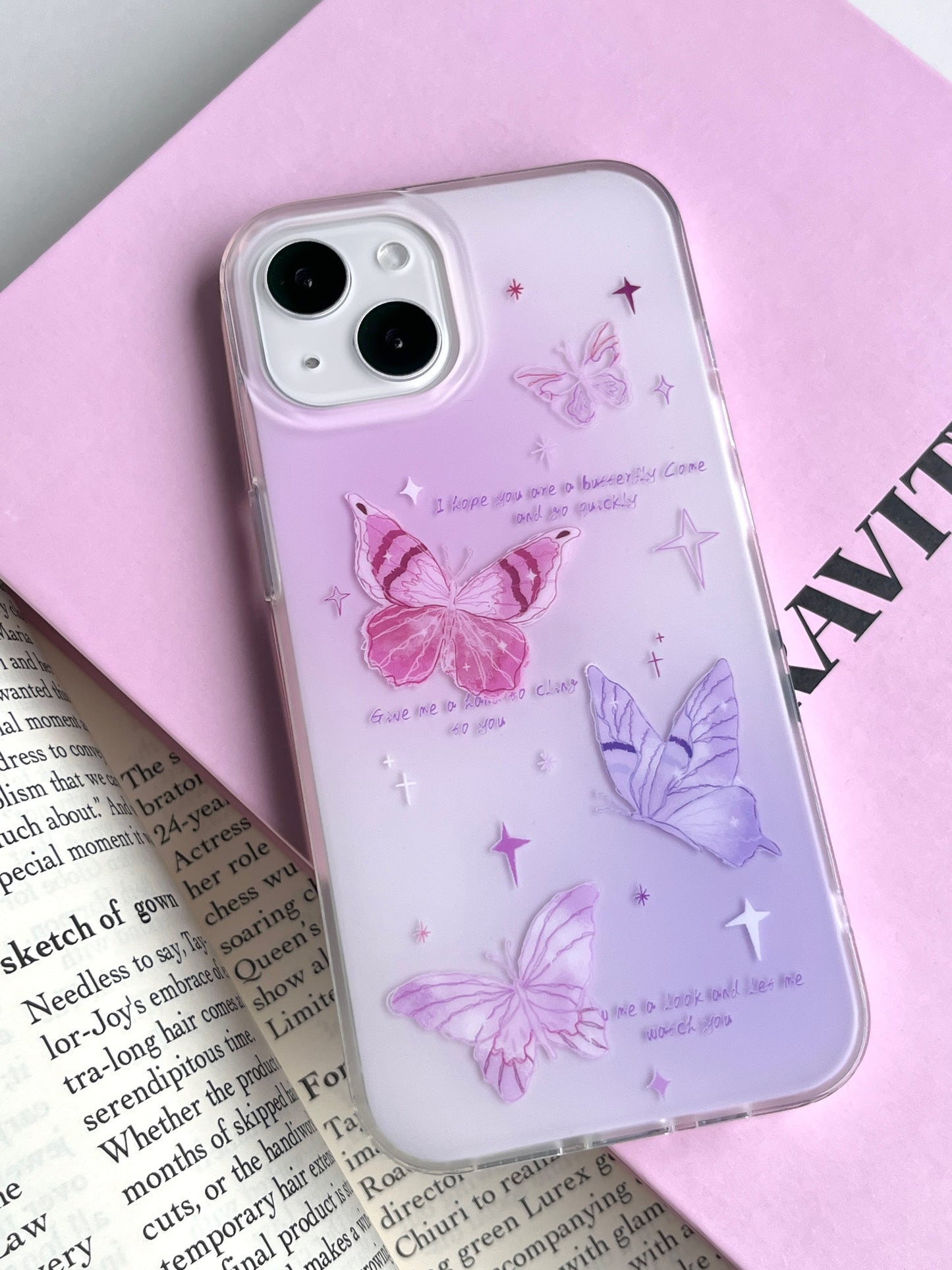 Pink Purple Butterfly Printed Phone Case
