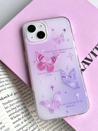 Pink Purple Butterfly Printed Phone Case