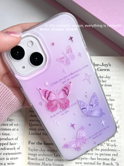 Pink Purple Butterfly Printed Phone Case