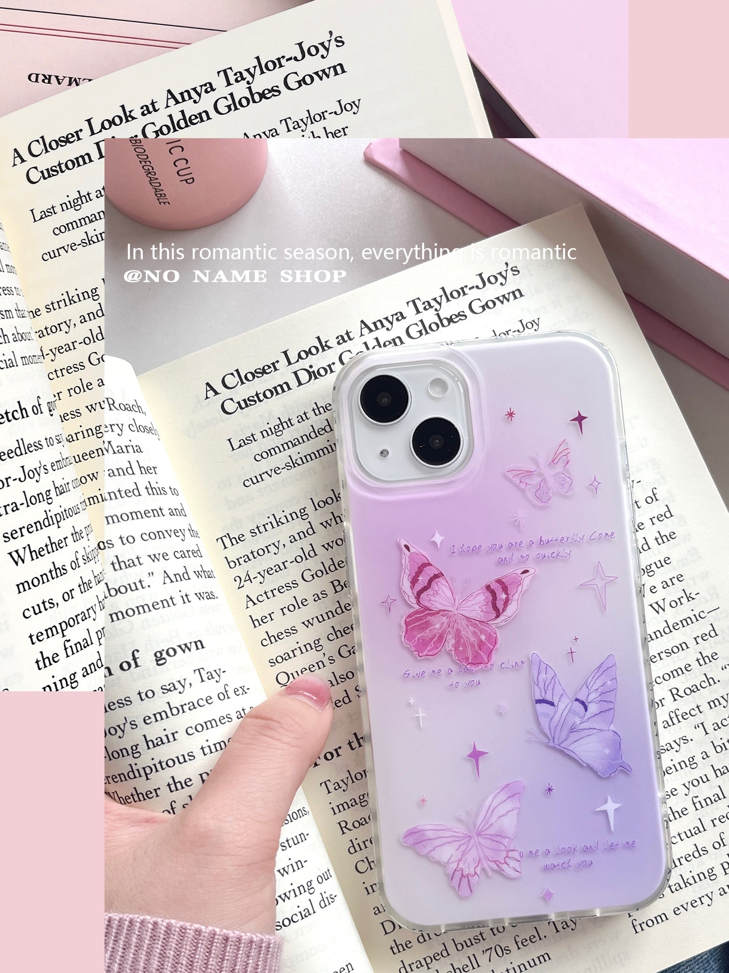 Pink Purple Butterfly Printed Phone Case