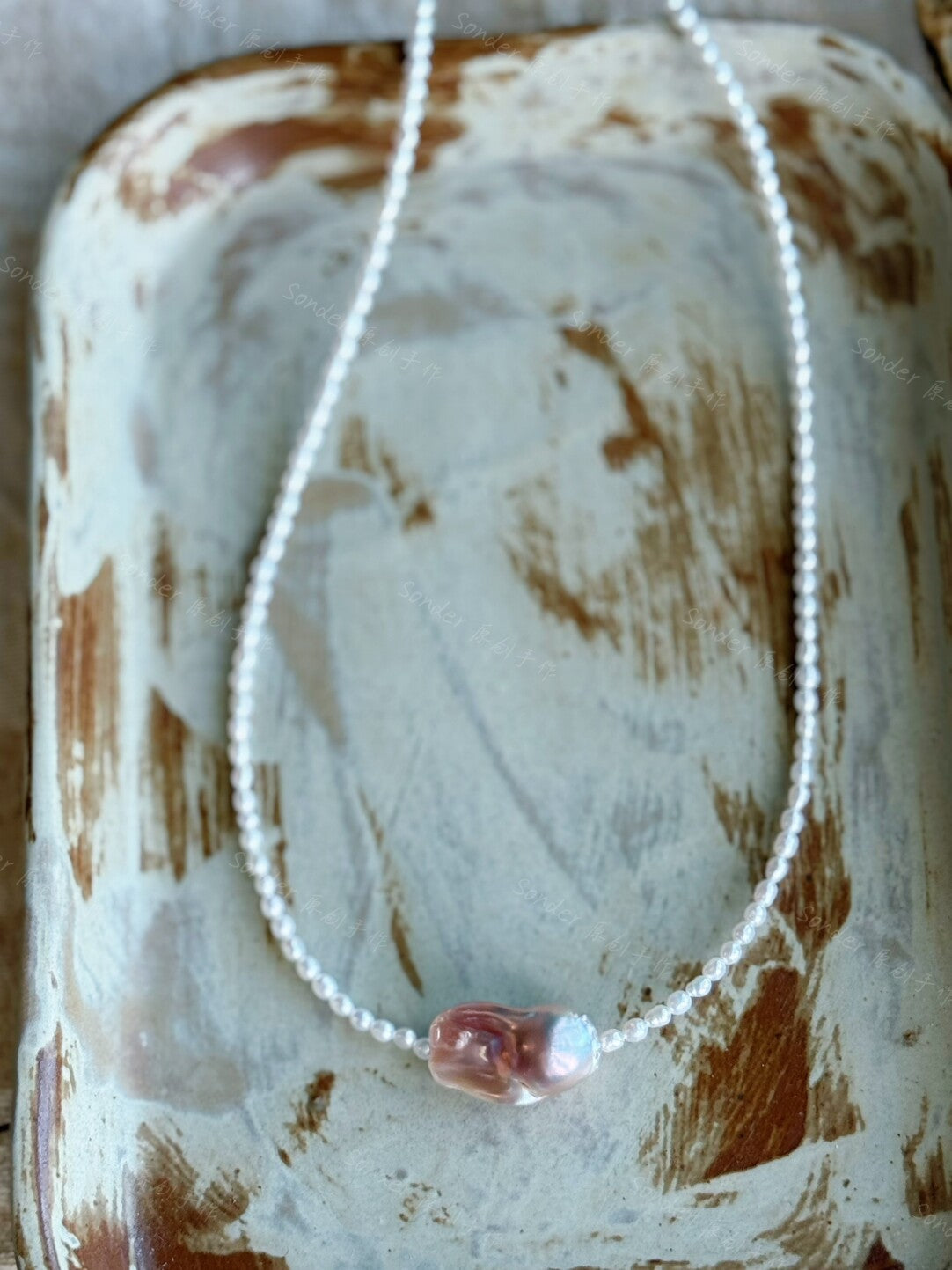 Pink Purple Shaped Baroque Pearl Necklace