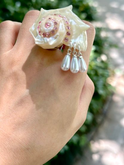 Pink Rhinestone Conch Open-end Ring